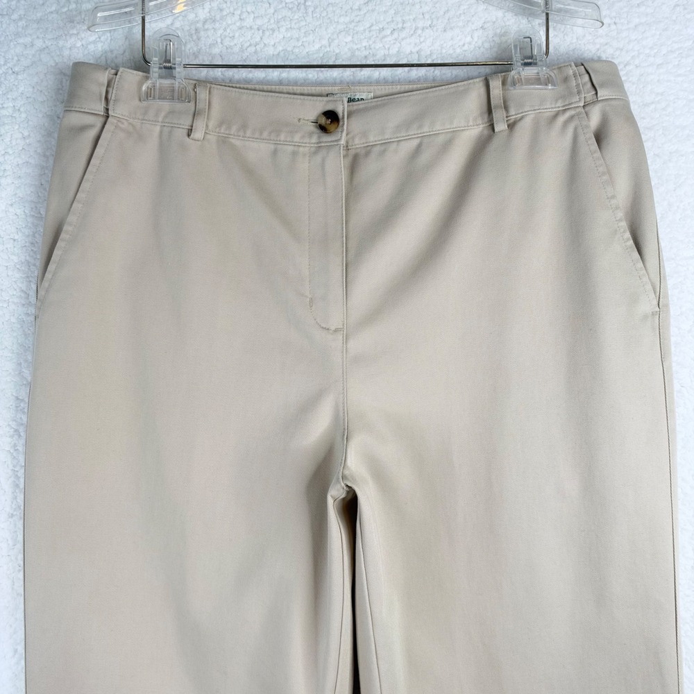 LL Bean Womens 14 Regular Classic Fit Chino Pants Khaki Cotton Twill Work Casual